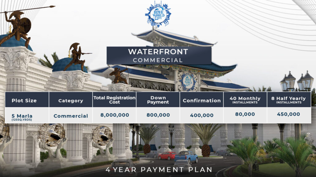 Blue world city water front commercial payment plan